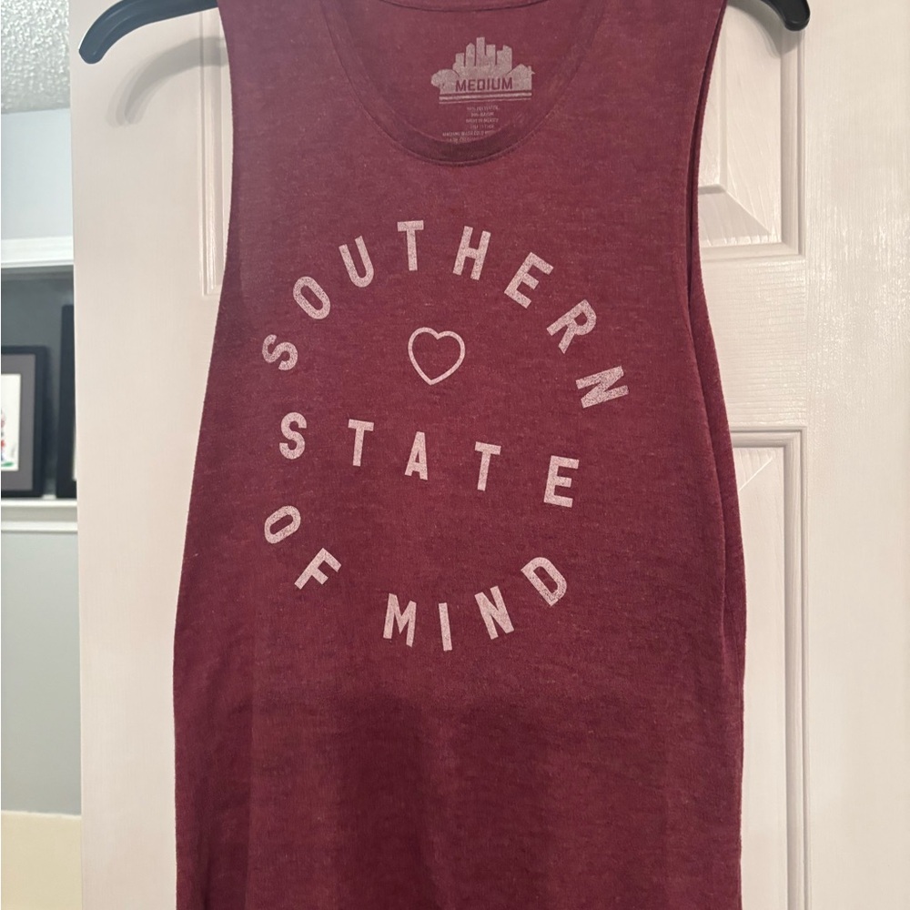 Red Sleeveless Graphic Tank Top